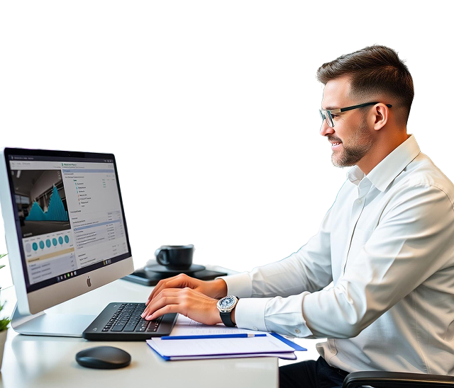 man working on laptop
